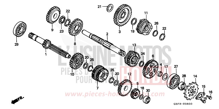 TRASMISSIONE per CR80R NEUCLEAR RED (R177) del 1996