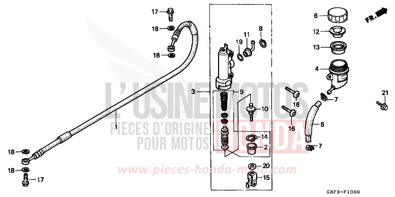 RR. BRAKE MASTER CYLINDER for CR80R NEUCLEAR RED (R177) from 1996