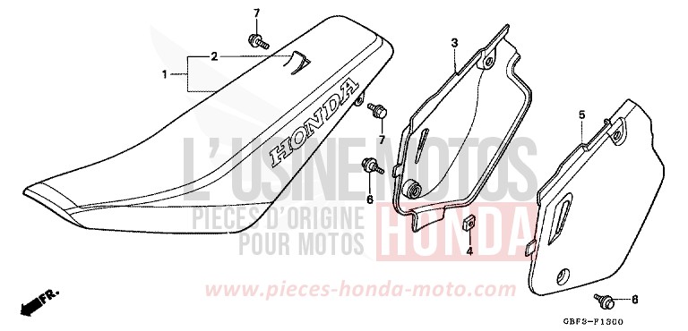 SEAT/SIDE COVER for CR80R NEUCLEAR RED (R177) from 1996