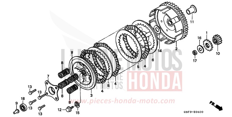 CLUTCH for CR80R NEUCLEAR RED (R177) from 1998