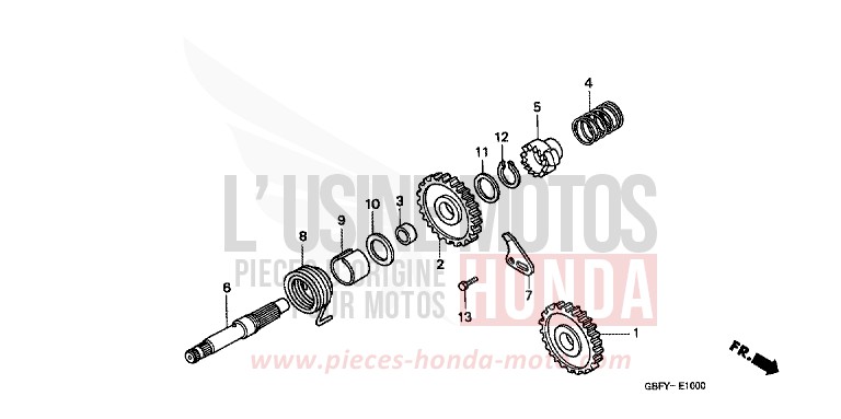 KICK STARTER SPINDLE for CR80R EXPLOSION RED (R254) from 2000
