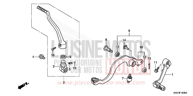 PEDAL/KICK STARTER ARM for CRF150R EXTREME RED (R292) from 2007