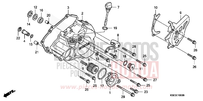 L. CRANKCASE COVER for CRF150R EXTREME RED (R292) from 2008