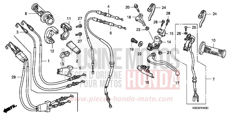 HANDLE LEVER/SWITCH/CABLE for CRF150R EXTREME RED (R292) from 2008