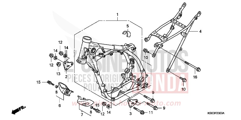 FRAME BODY for CRF150R EXTREME RED (R292) from 2008