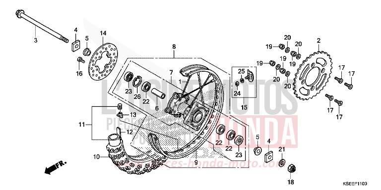 REAR WHEEL for CRF150R EXTREME RED (R292) from 2013