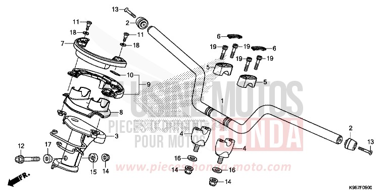 HANDLE PIPE/HANDLE COVER for WW125 PEARL COOL WHITE (NHA16) from 2019