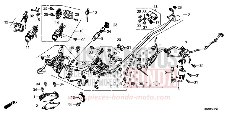 WIRE HARNESS/KEY SET for WW125 PEARL COOL WHITE (NHA16) from 2019