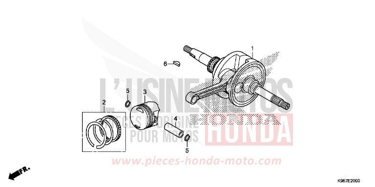 CRANKSHAFT/PISTON for WW125 PEARL SPLENDOR RED (R369) from 2019