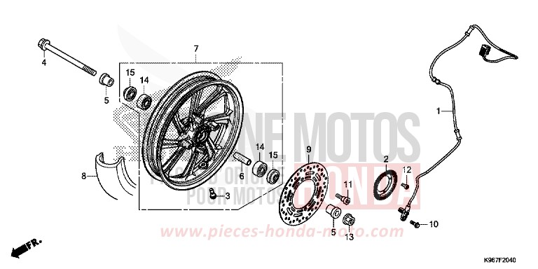 FRONT WHEEL for WW125 PEARL SPLENDOR RED (R369) from 2019