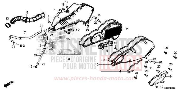 AIR CLEANER for WW125 PEARL SPLENDOR RED (R369) from 2019