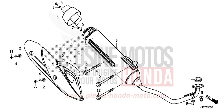 EXHAUST MUFFLER for WW125 PEARL SPLENDOR RED (R369) from 2019