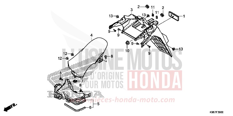 REAR FENDER for WW125 PEARL SPLENDOR RED (R369) from 2019