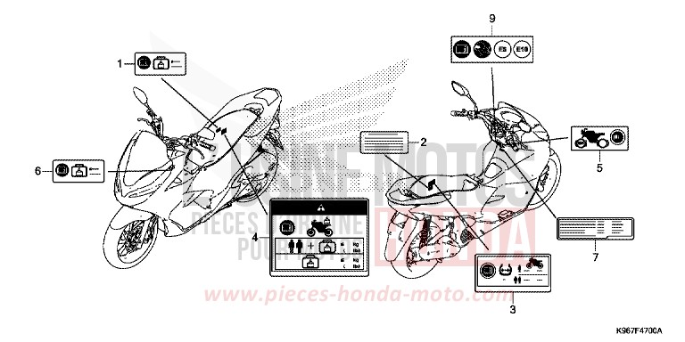 CAUTION LABEL for WW125 PEARL SPLENDOR RED (R369) from 2019
