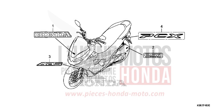 MARK/EMBLEM for WW125 PEARL SPLENDOR RED (R369) from 2019