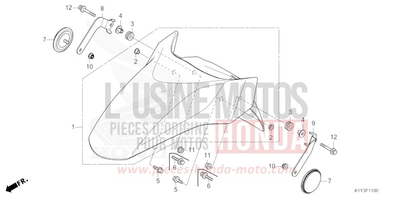 FRONT FENDER for WW125 MAT DIM GRAY METALLIC (NHC34) from 2021