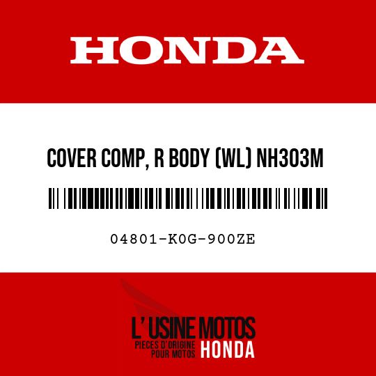image de 04801-K0G-900ZE COVER COMP, R BODY (WL) NH303M (NH303M MAT AXIS GRAY METALLIC)