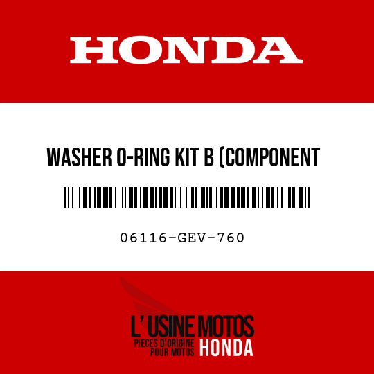 image de 06116-GEV-760 WASHER O-RING KIT B (COMPONENT PARTS)