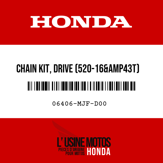 image de 06406-MJF-D00 CHAIN KIT, DRIVE (520-16&amp43T) (STANDARD LINK 114L)