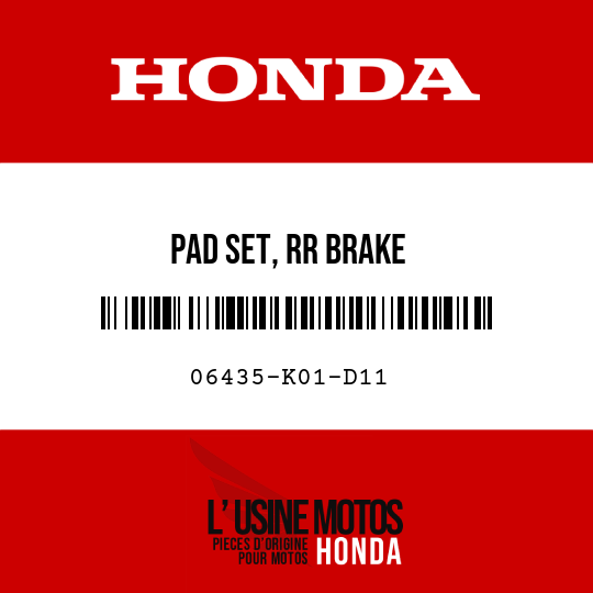 image de 06435-K01-D11 PAD SET, RR BRAKE