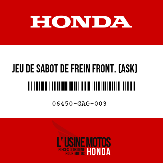 image de 06450-GAG-003 JEU DE SABOT DE FREIN FRONT. (ASK)