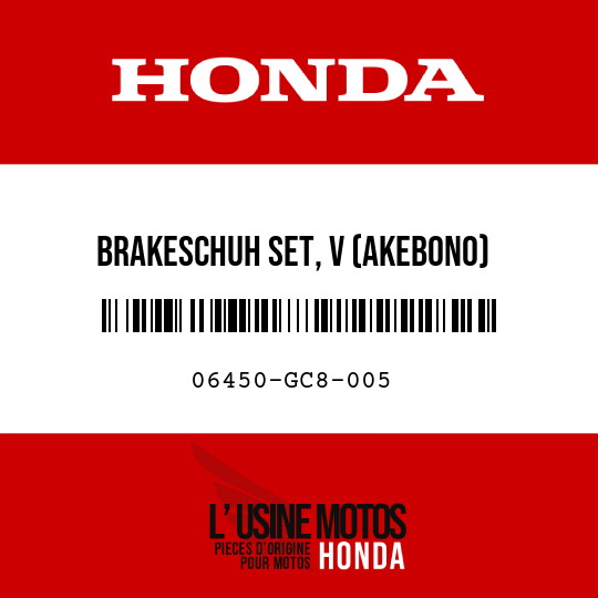 image de 06450-GC8-005 BRAKESCHUH SET, V (AKEBONO)