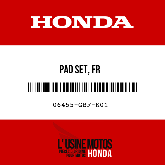 image de 06455-GBF-K01 PAD SET, FR