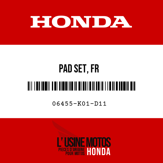 image de 06455-K01-D11 PAD SET, FR