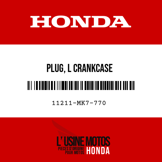 image de 11211-MK7-770 PLUG, L CRANKCASE