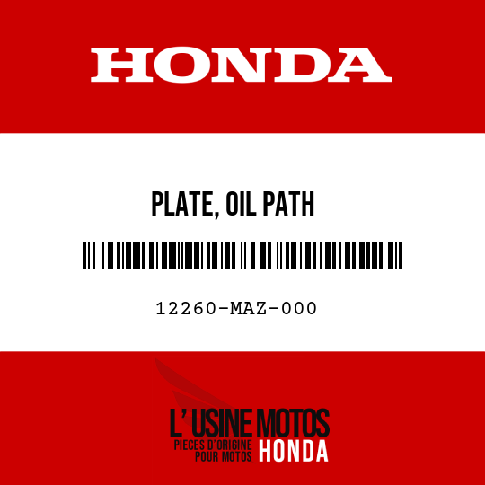 image de 12260-MAZ-000 PLATE, OIL PATH
