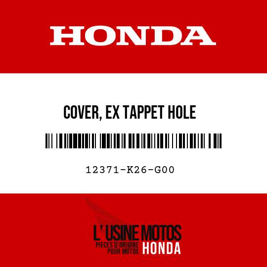 image de 12371-K26-G00 COVER, EX TAPPET HOLE