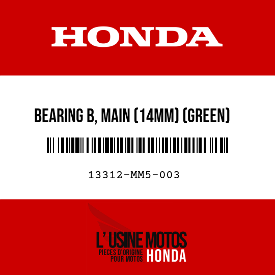 image de 13312-MM5-003 BEARING B, MAIN (14MM) (GREEN)