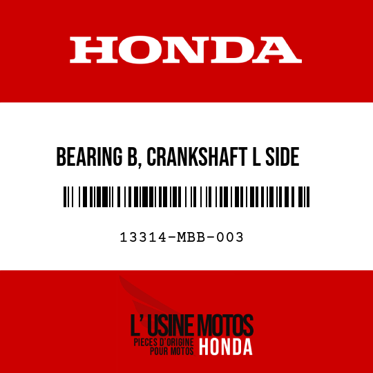 image de 13314-MBB-003 BEARING B, CRANKSHAFT L SIDE (BLACK)