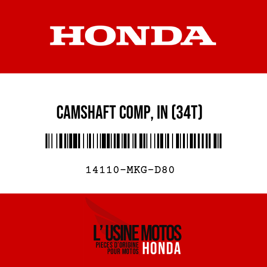image de 14110-MKG-D80 CAMSHAFT COMP, IN (34T)