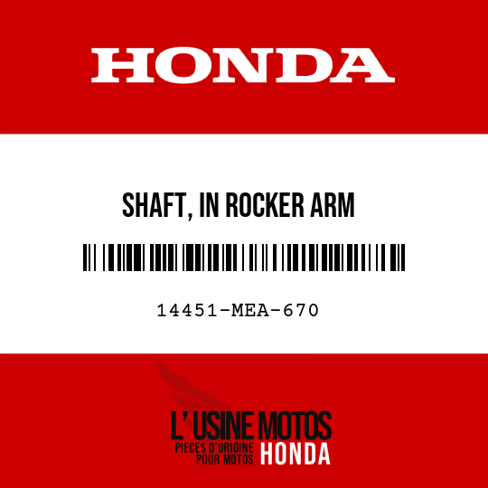 image de 14451-MEA-670 SHAFT, IN ROCKER ARM