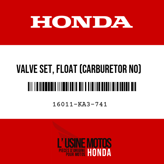image de 16011-KA3-741 VALVE SET, FLOAT (CARBURETOR NO)