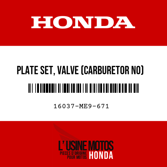 image de 16037-ME9-671 PLATE SET, VALVE (CARBURETOR NO)