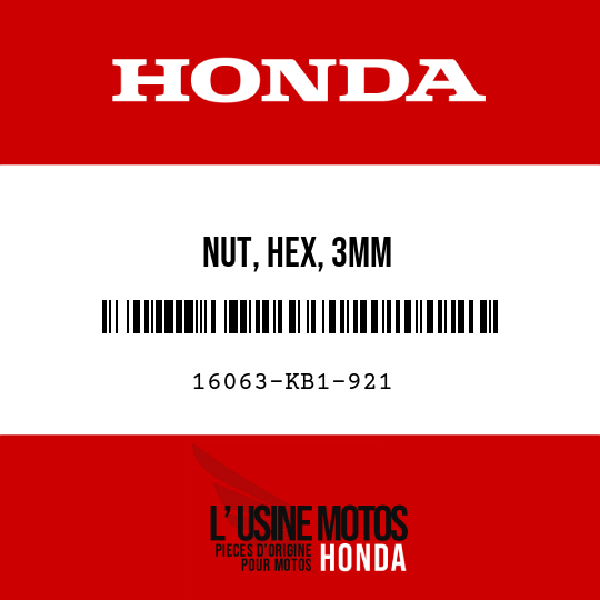 image de 16063-KB1-921 NUT, HEX, 3MM