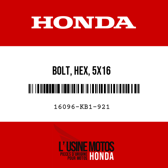 image de 16096-KB1-921 BOLT, HEX, 5X16