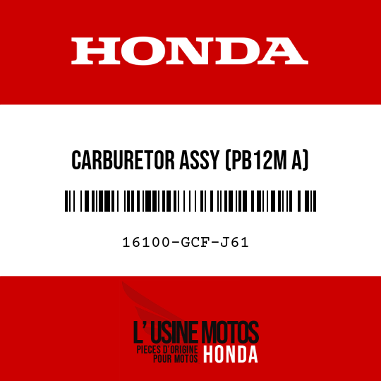 image de 16100-GCF-J61 CARBURETOR ASSY (PB12M A)