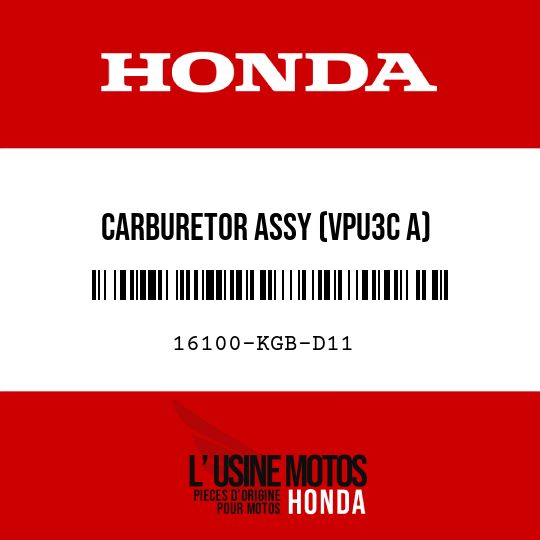 image de 16100-KGB-D11 CARBURETOR ASSY (VPU3C A)
