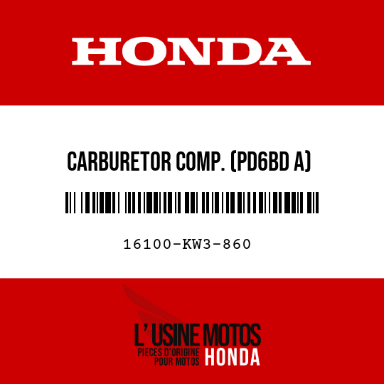 image de 16100-KW3-860 CARBURETOR COMP. (PD6BD A)