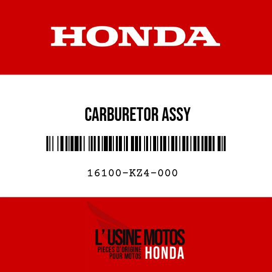 image de 16100-KZ4-000 CARBURETOR ASSY