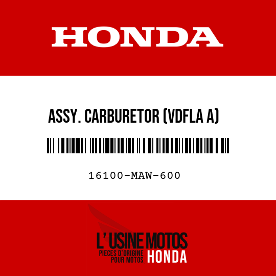 image de 16100-MAW-600 ASSY. CARBURETOR (VDFLA A)