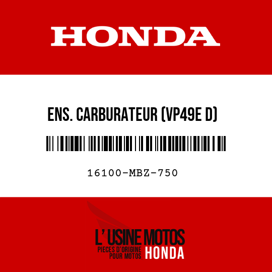 image de 16100-MBZ-750 ENS. CARBURATEUR (VP49E D)