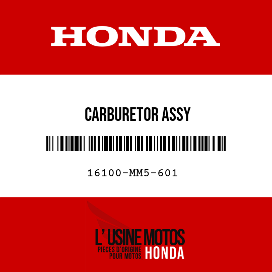 image de 16100-MM5-601 CARBURETOR ASSY