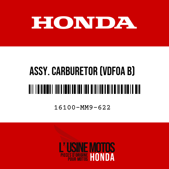 image de 16100-MM9-622 ASSY. CARBURETOR (VDF0A B)
