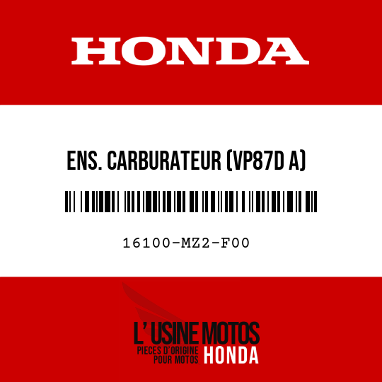 image de 16100-MZ2-F00 ENS. CARBURATEUR (VP87D A)