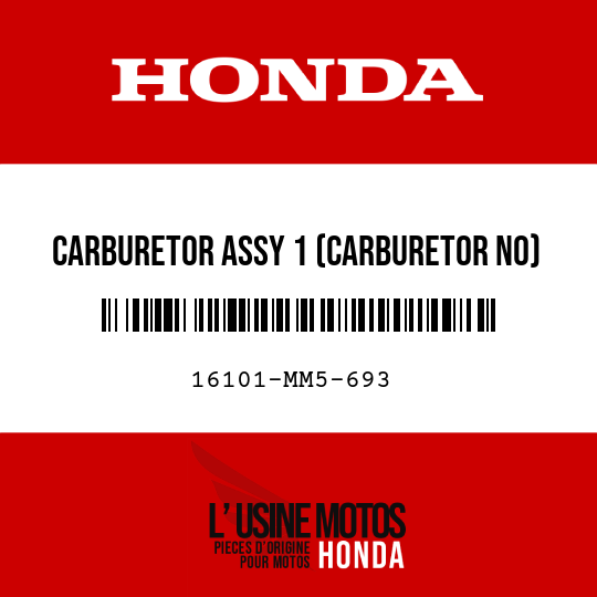 image de 16101-MM5-693 CARBURETOR ASSY 1 (CARBURETOR NO)