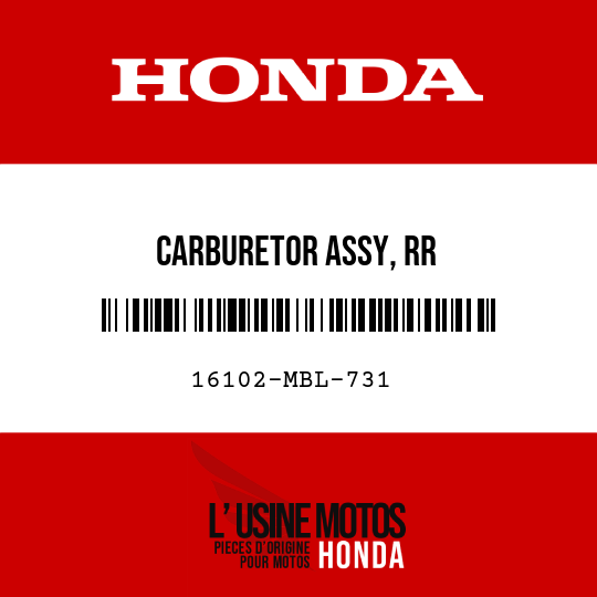 image de 16102-MBL-731 CARBURETOR ASSY, RR